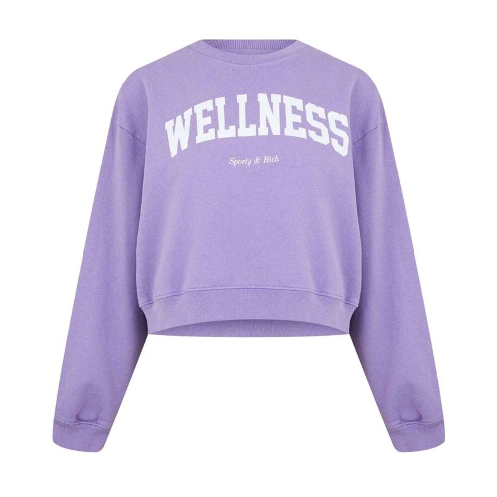 Wellness Womens/Ladies Crew Neck Crop Sweatshirt / Violet
